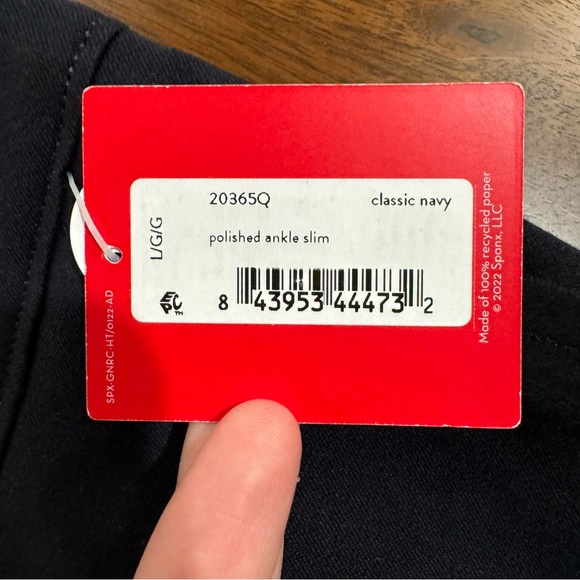 Spanx Polished Ankle Slim Pants On The Go in Classic Navy Size Large Petite - Picture 9 of 12